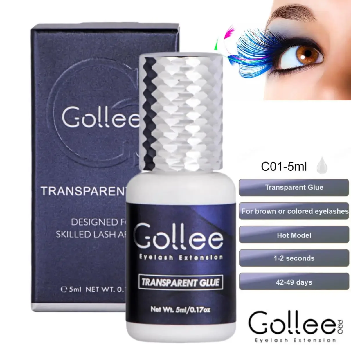 Eyelash Extension Gel Remover - Gollee Clear Eyelash Extension Glue Transparent