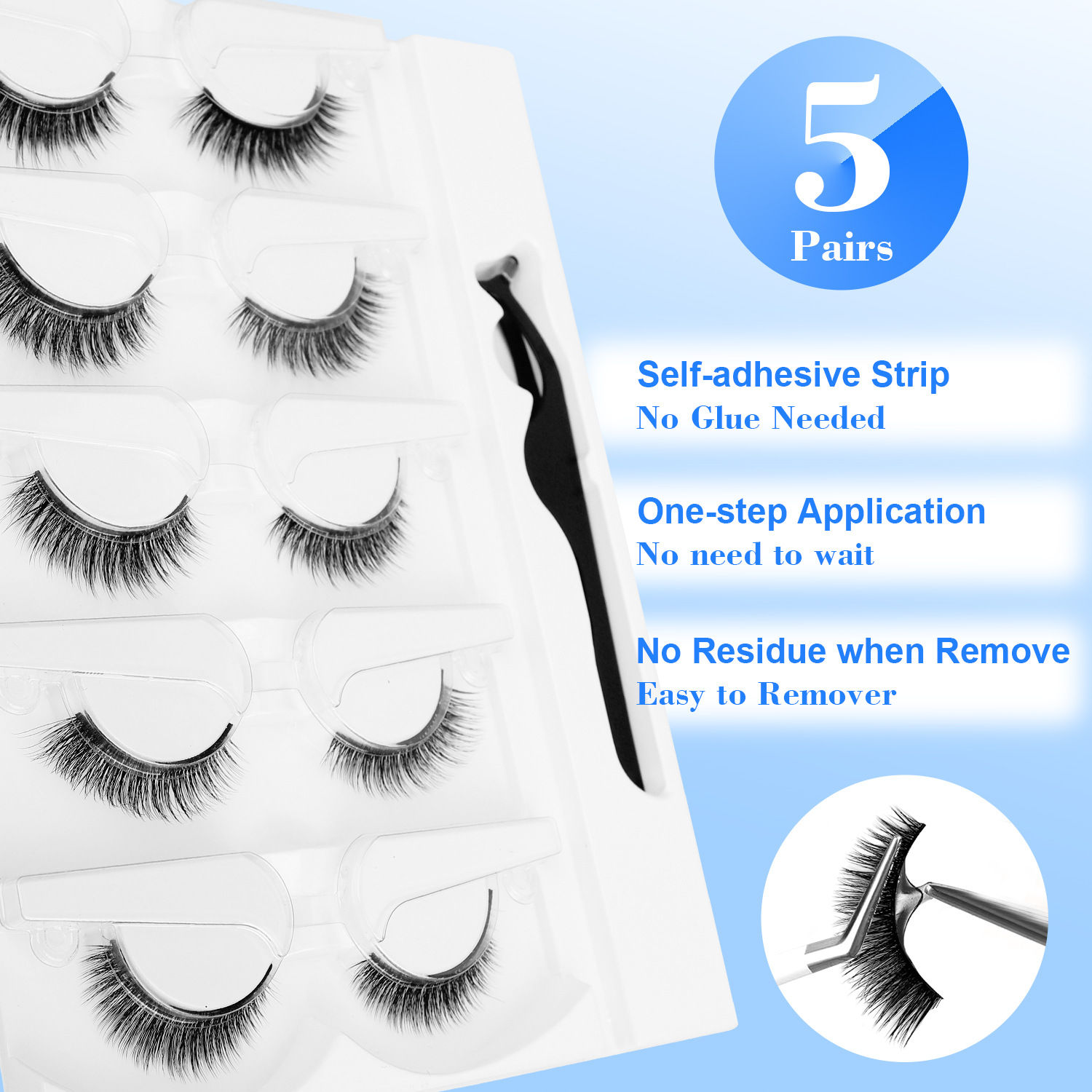 5 Pairs Glue-free Self-adhesiv - đánh giá và giá Eyelash Extension Glue Remover